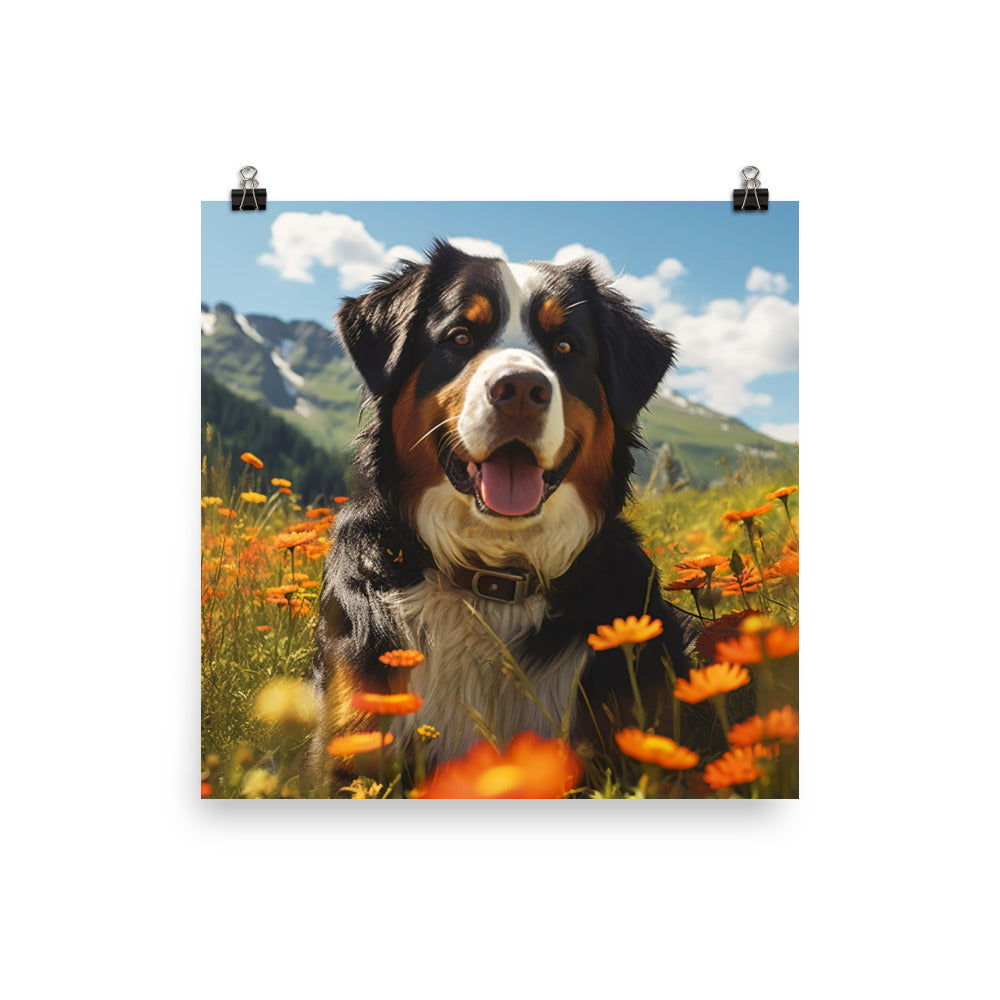 Majestic Bernese Mountain Dog Photo paper poster - PosterfyAI.com