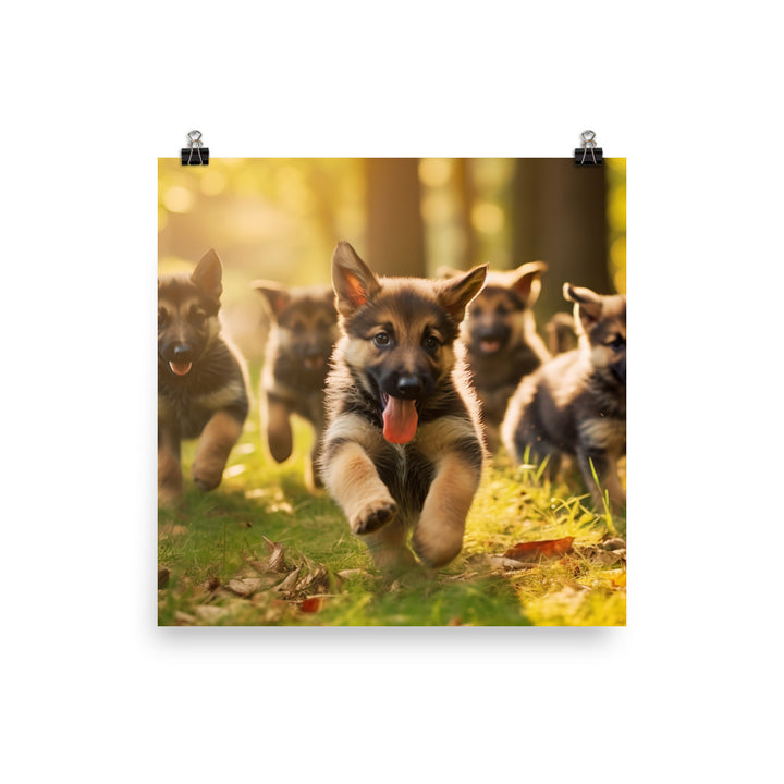 German Shepherd Puppies Photo paper poster - PosterfyAI.com