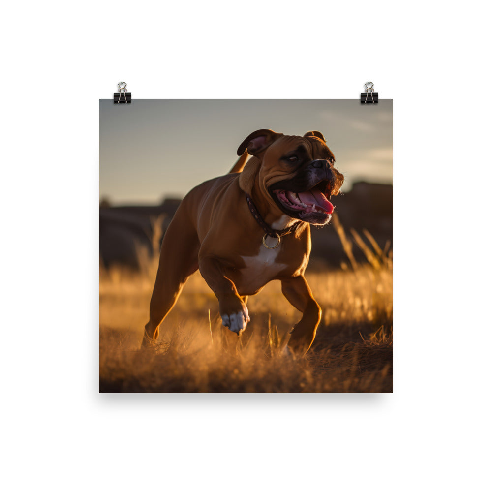 Energetic Boxer at Playtime Photo paper poster - PosterfyAI.com