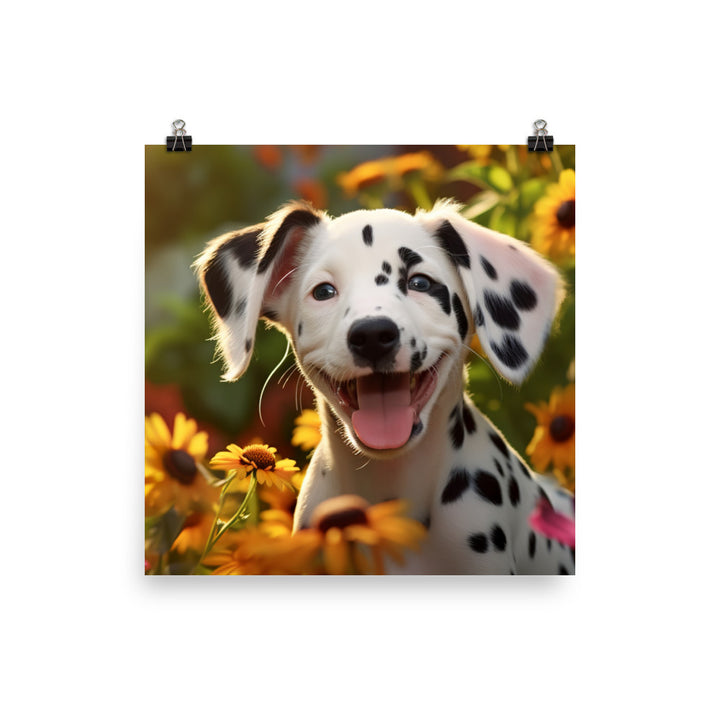 Dalmatian Pup in the Garden Photo paper poster - PosterfyAI.com