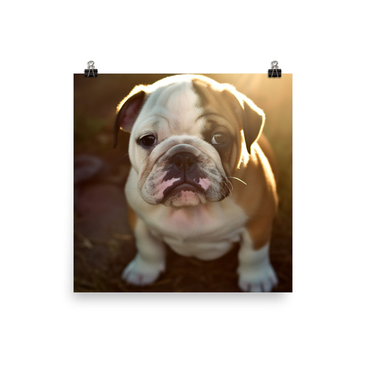 Cute Bulldog in the Sun Photo paper poster - PosterfyAI.com