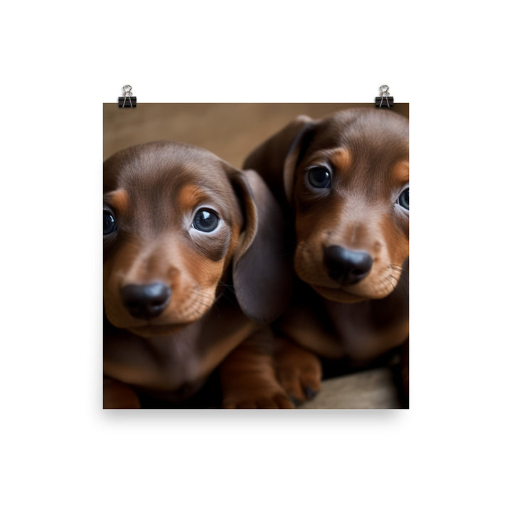 Cute and Curious Dachshund Puppies  Photo paper poster - PosterfyAI.com