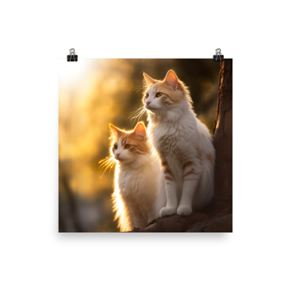 Turkish Van Cat Basking Photo paper poster - PosterfyAI.com