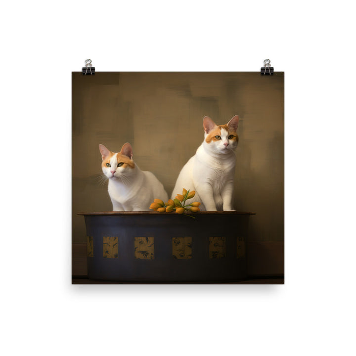 Japanese Bobtail Cat Photo paper poster - PosterfyAI.com