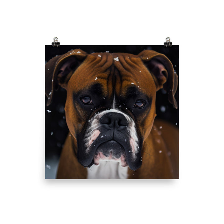 Boxer in the Snow Photo paper poster - PosterfyAI.com