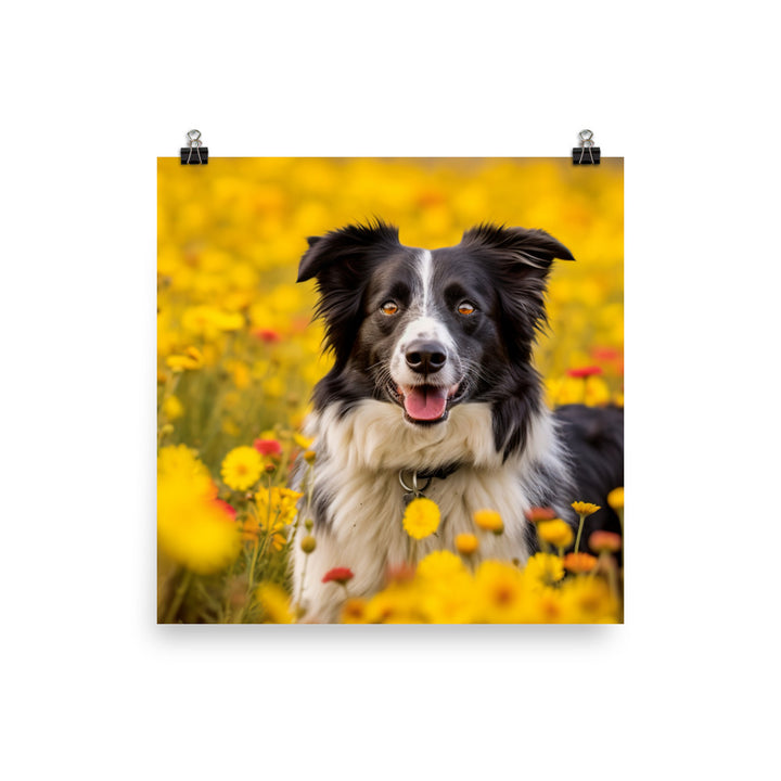 Border Collie in Bloom Photo paper poster - PosterfyAI.com