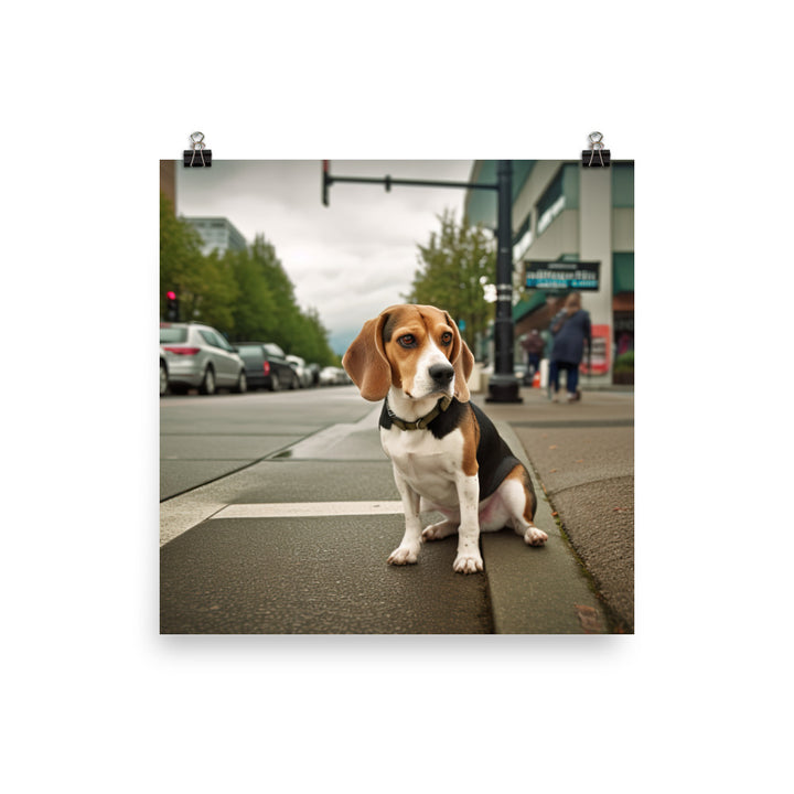 Beagle in the city Photo paper poster - PosterfyAI.com