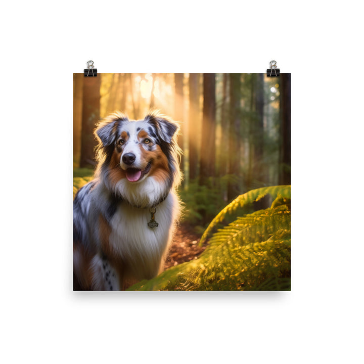 Australian Shepherd as it hikes Photo paper poster - PosterfyAI.com