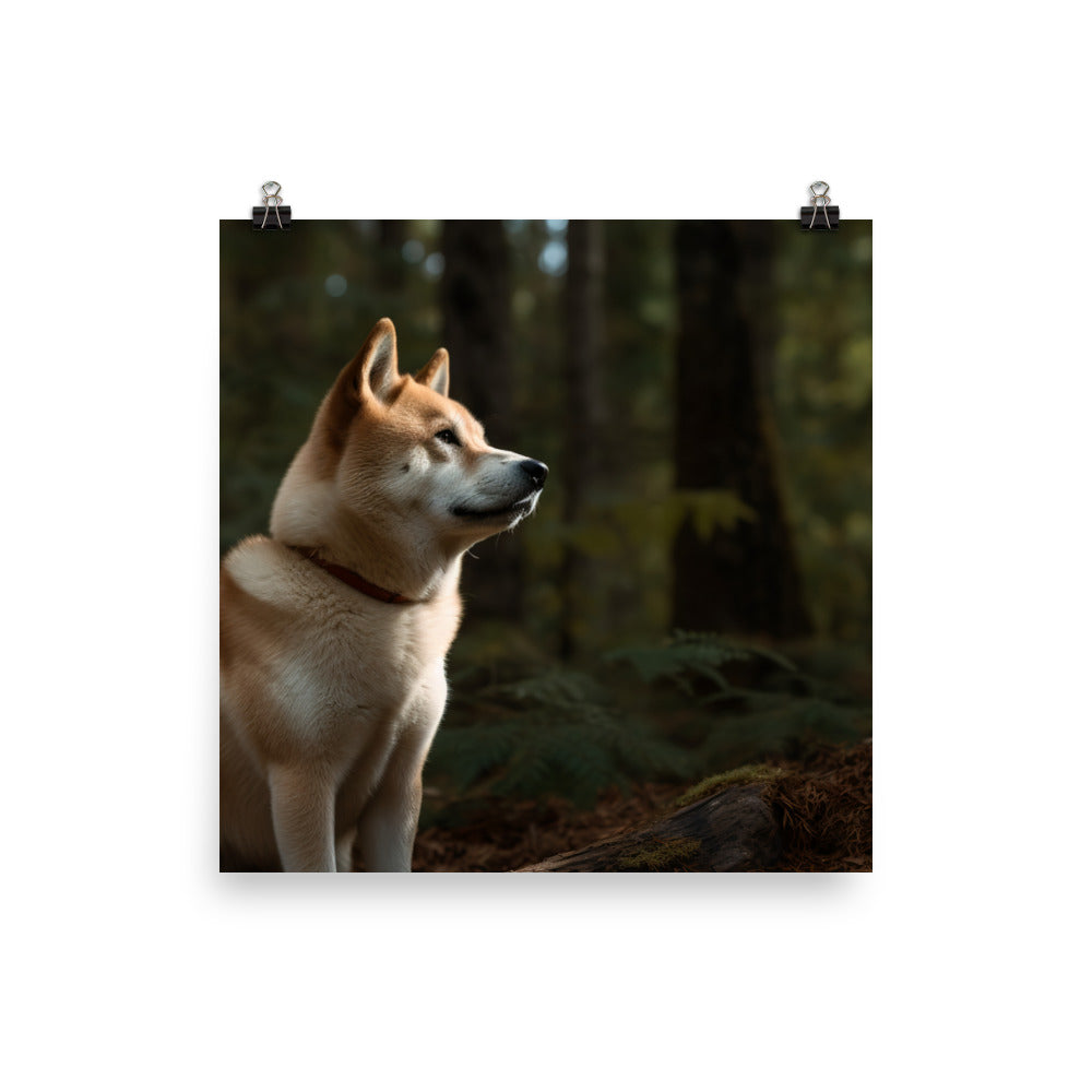 Akita Guarding the Forest Photo paper poster - PosterfyAI.com