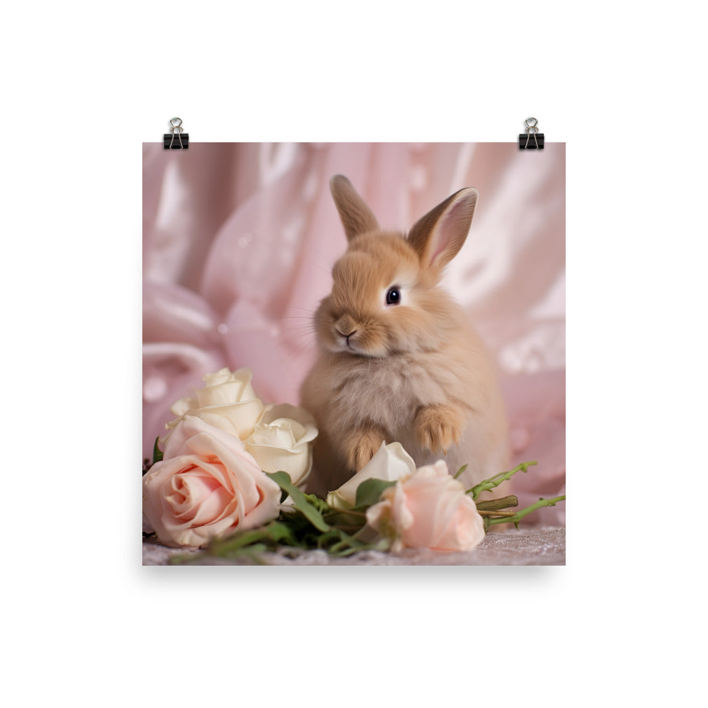 Mini Satin Bunny in Delicate Splendor Photo paper poster - PosterfyAI.com