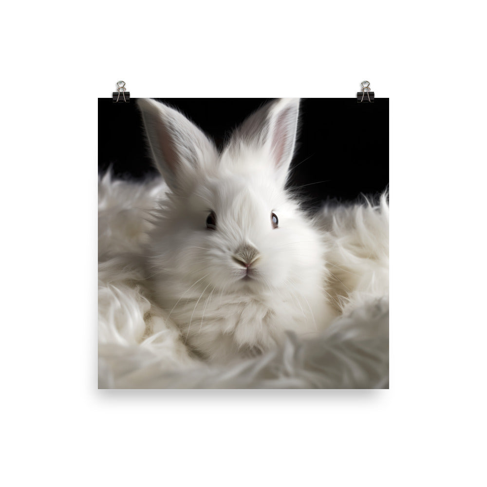 Adorable Satin Angora Bunny Photo paper poster - PosterfyAI.com