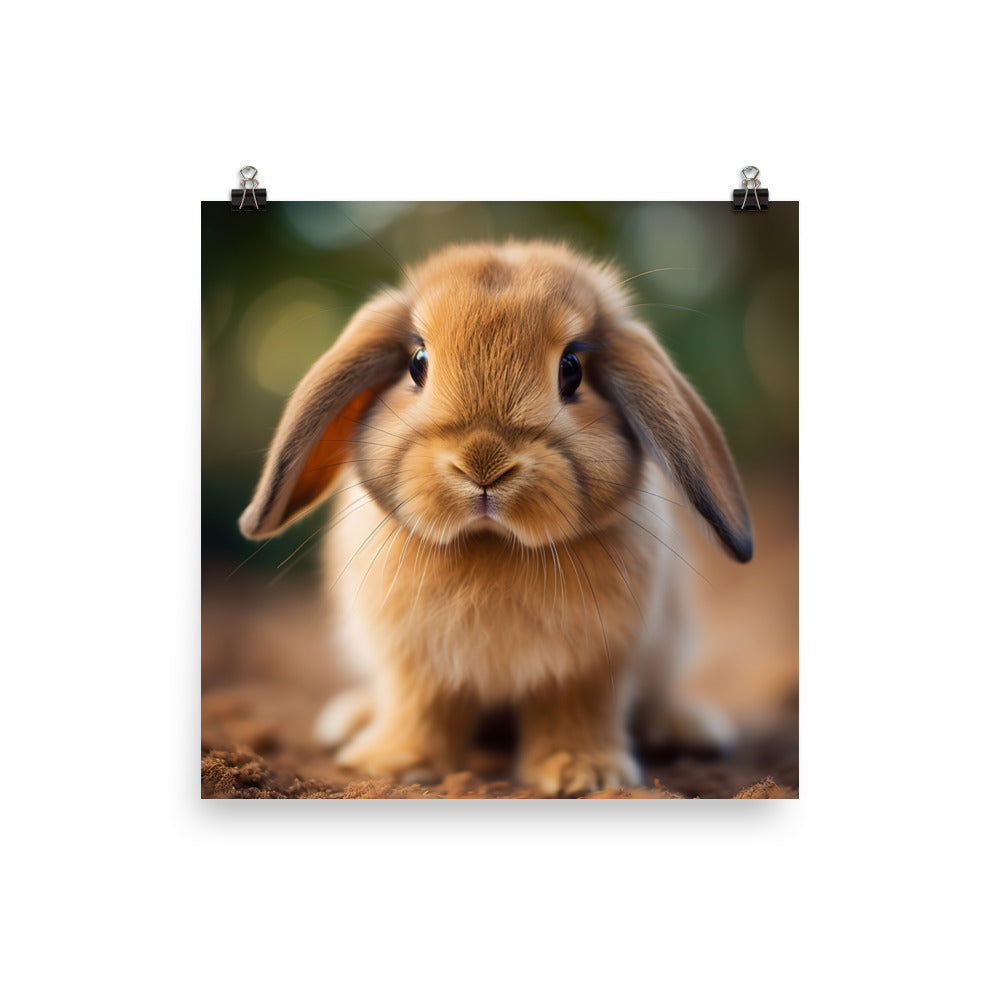 Adorable Mini Lop Bunny Photo paper poster - PosterfyAI.com