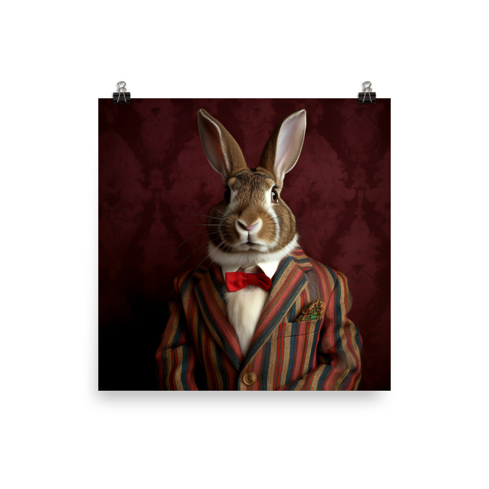 Harlequin Bunny with a Stylish Pose Photo paper poster - PosterfyAI.com