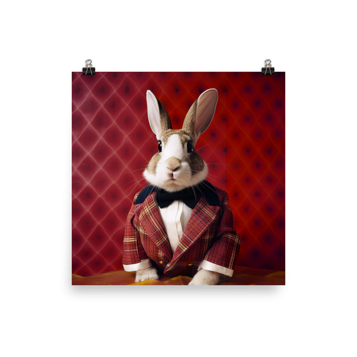 Harlequin Bunny with a Stylish Pose Photo paper poster - PosterfyAI.com