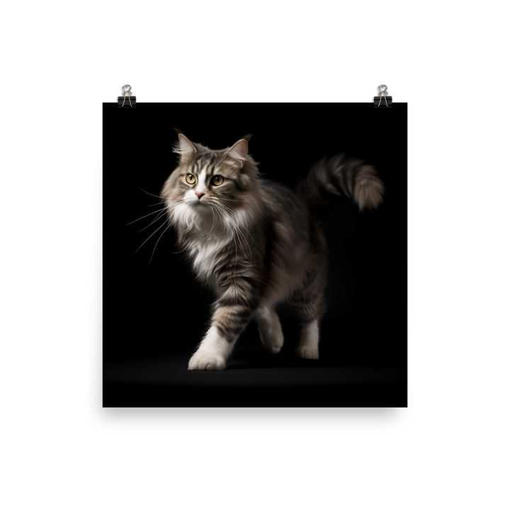 Playfulness of Manx Cat Photo paper poster - PosterfyAI.com