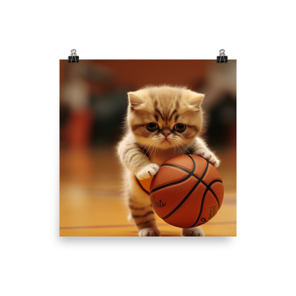 Exotic Shorthair BasketBall Player Photo paper poster - PosterfyAI.com