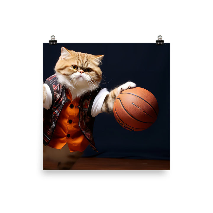 Exotic Shorthair BasketBall Player Photo paper poster - PosterfyAI.com