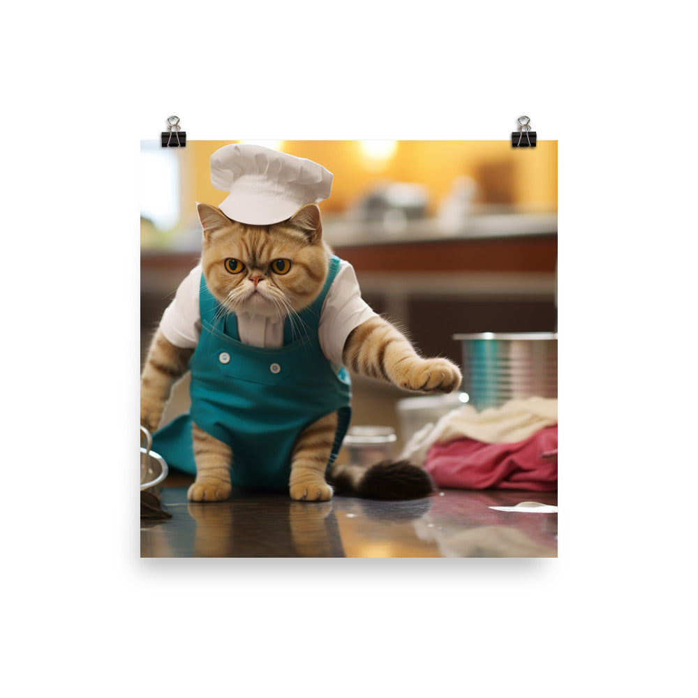 Exotic Shorthair Janitor Photo paper poster - PosterfyAI.com