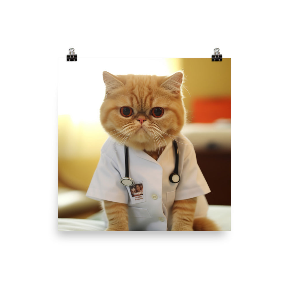 Exotic Shorthair Doctor Photo paper poster - PosterfyAI.com