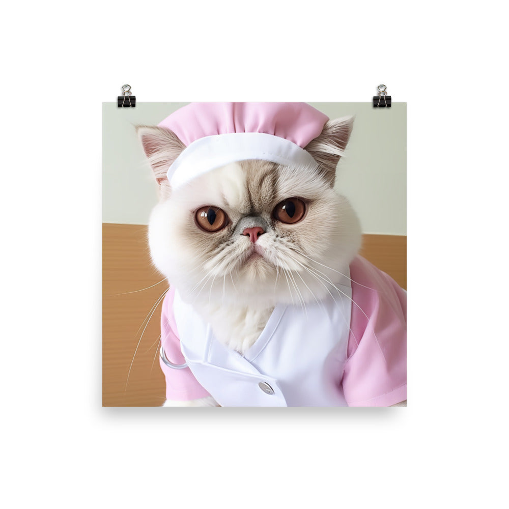 Exotic Shorthair Nurse Photo paper poster - PosterfyAI.com