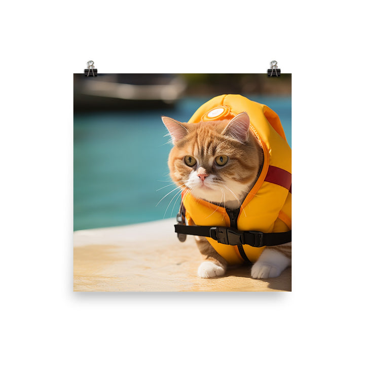 Exotic Shorthair Lifeguard Photo paper poster - PosterfyAI.com