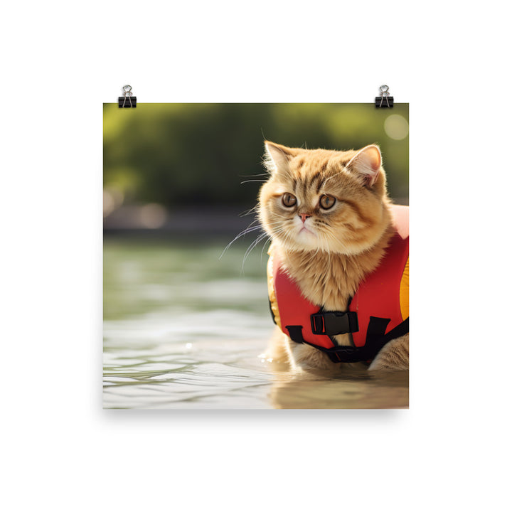 Exotic Shorthair Lifeguard Photo paper poster - PosterfyAI.com