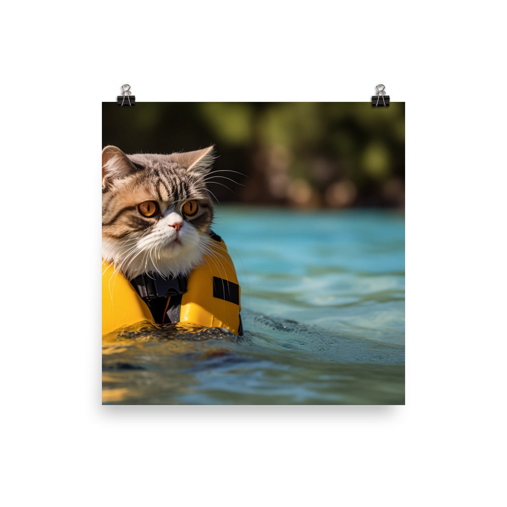 Exotic Shorthair Lifeguard Photo paper poster - PosterfyAI.com