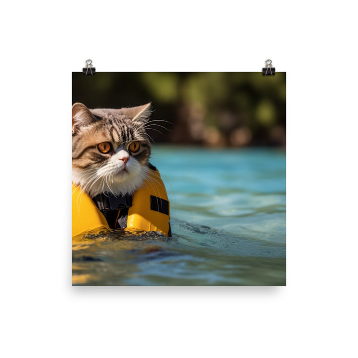 Exotic Shorthair Lifeguard Photo paper poster - PosterfyAI.com