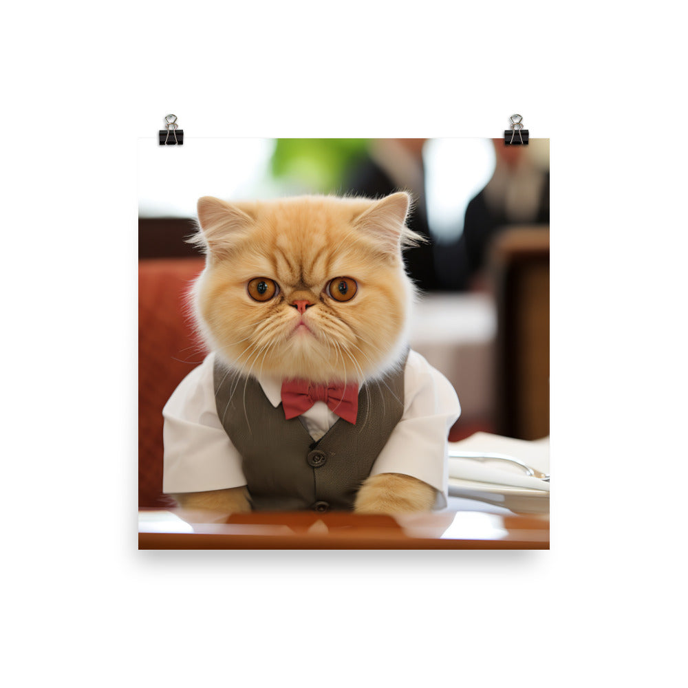 Exotic Shorthair Hotel Staff Photo paper poster - PosterfyAI.com