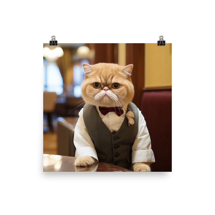 Exotic Shorthair Hotel Staff Photo paper poster - PosterfyAI.com