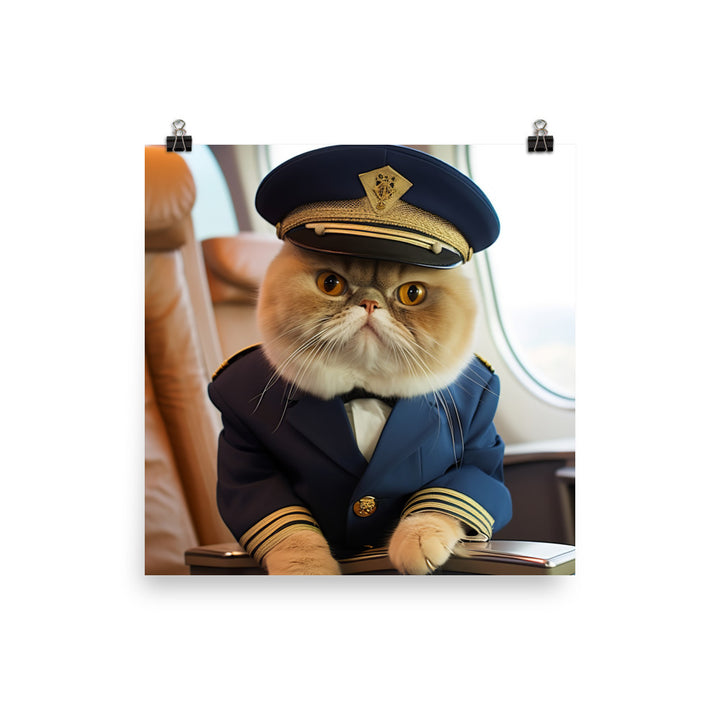 Exotic Shorthair Pilot Photo paper poster - PosterfyAI.com