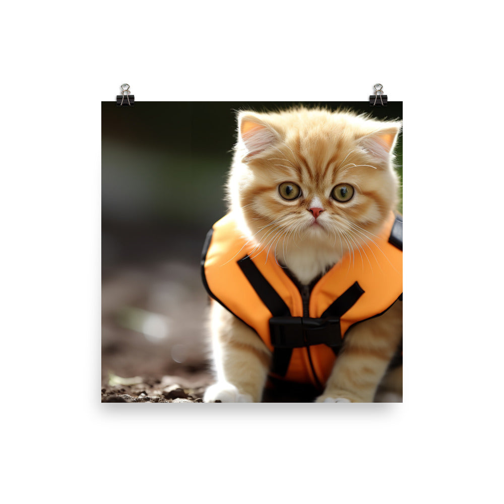 Exotic Shorthair Security Officer Photo paper poster - PosterfyAI.com