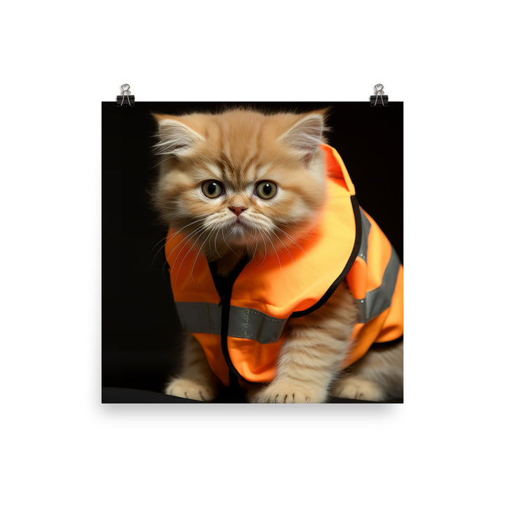 Exotic Shorthair Security Officer Photo paper poster - PosterfyAI.com