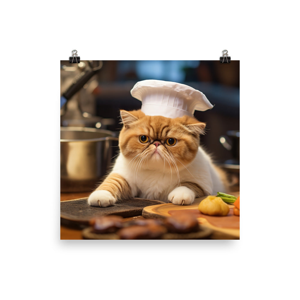 Exotic Shorthair Chef Photo paper poster - PosterfyAI.com