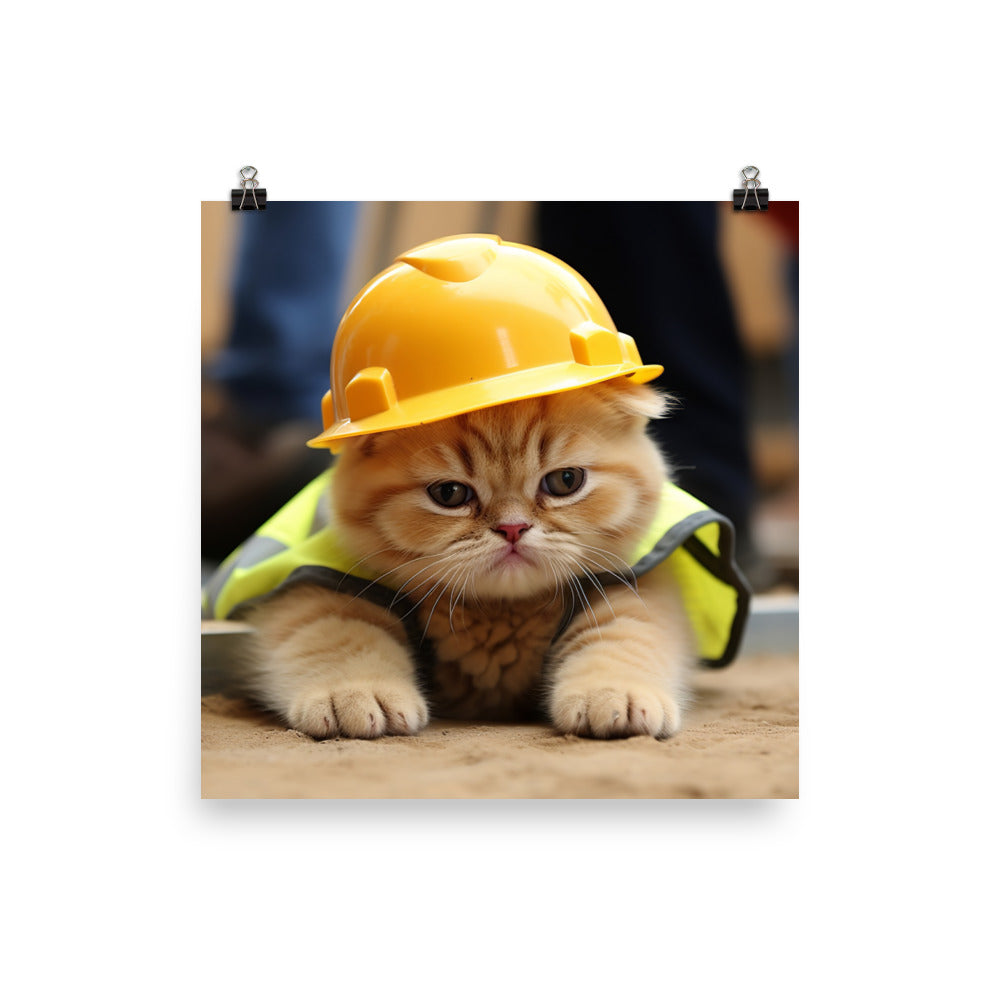 Exotic Shorthair Contractor Photo paper poster - PosterfyAI.com