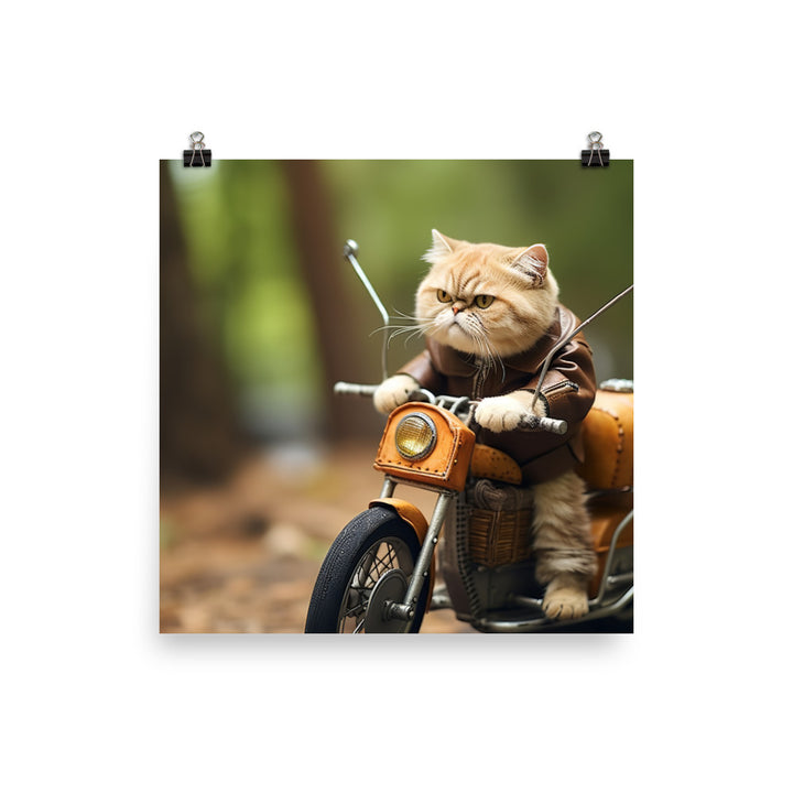 Exotic Shorthair Superbike Athlete Photo paper poster - PosterfyAI.com