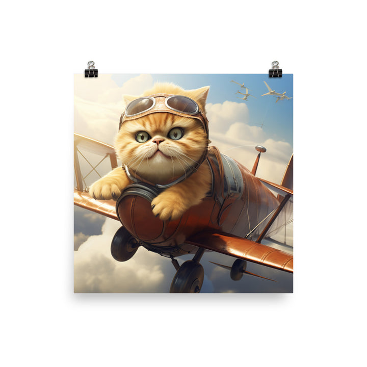 Exotic Shorthair Pilot Photo paper poster - PosterfyAI.com