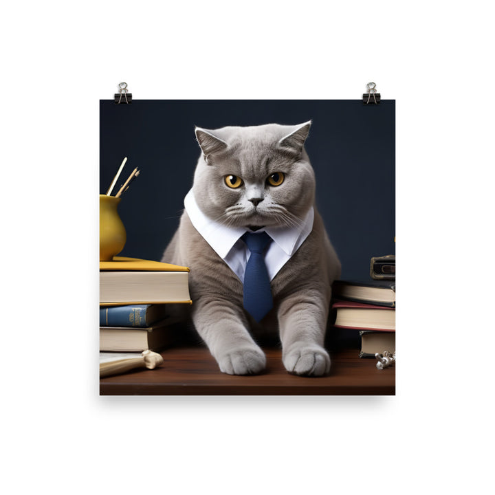 British Shorthair Student Photo paper poster - PosterfyAI.com