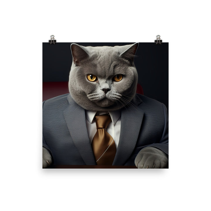 British Shorthair Sales Consultant Photo paper poster - PosterfyAI.com