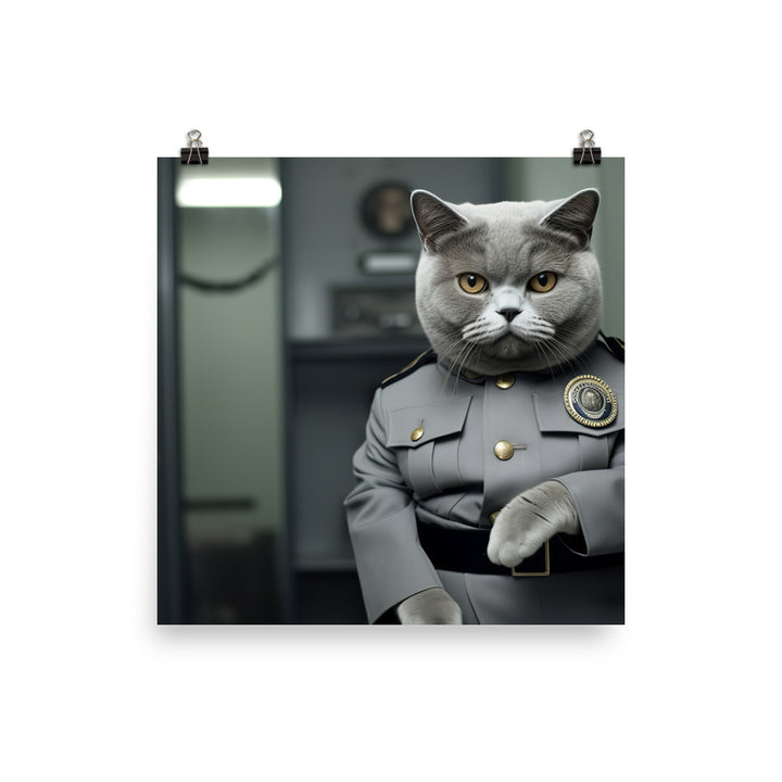 British Shorthair Prison Officer Photo paper poster - PosterfyAI.com