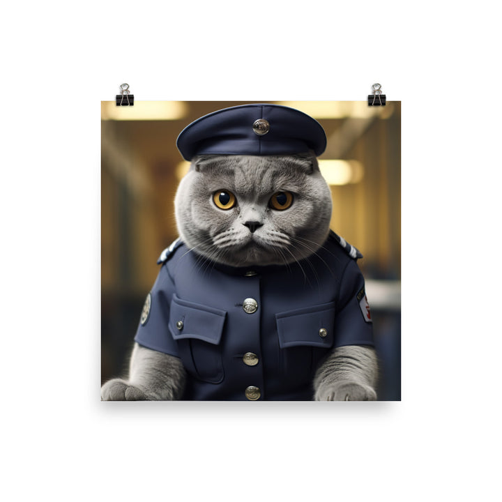 British Shorthair Prison Officer Photo paper poster - PosterfyAI.com