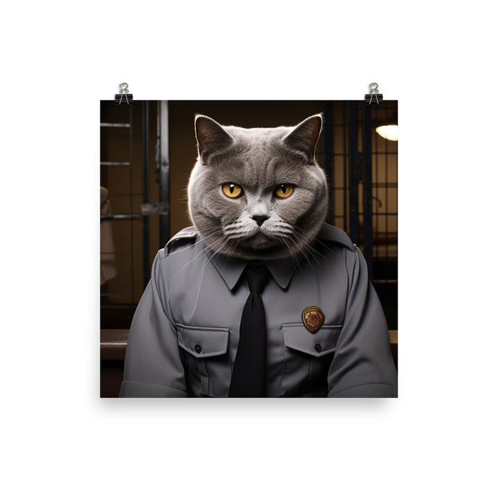 British Shorthair Prison Officer Photo paper poster - PosterfyAI.com