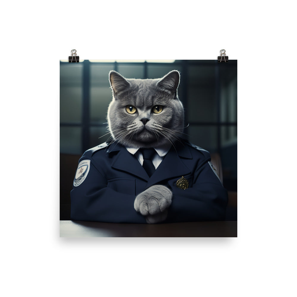 British Shorthair Prison Officer Photo paper poster - PosterfyAI.com