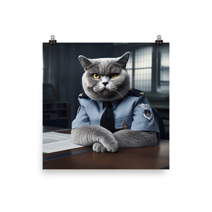 British Shorthair Prison Officer Photo paper poster - PosterfyAI.com