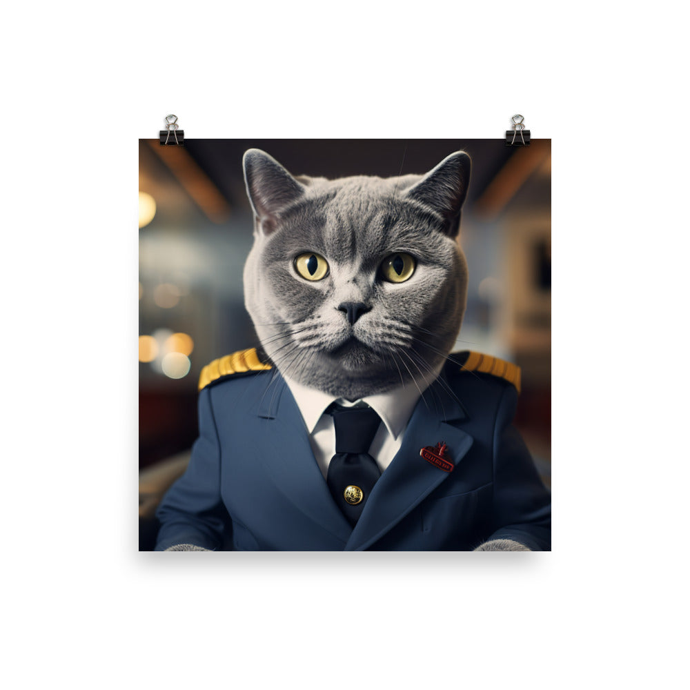 British Shorthair Pilot Photo paper poster - PosterfyAI.com