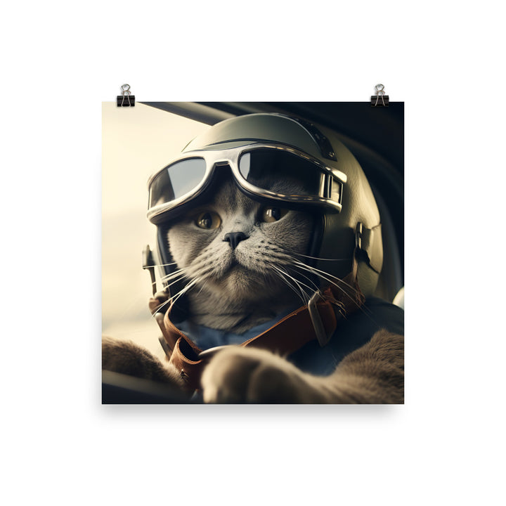 British Shorthair Pilot Photo paper poster - PosterfyAI.com