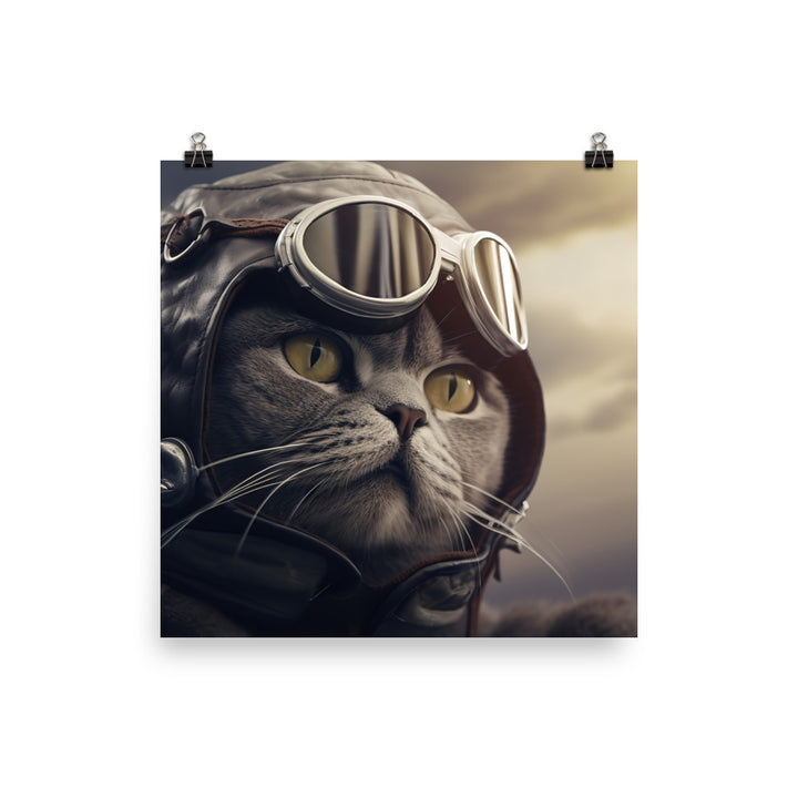 British Shorthair Pilot Photo paper poster - PosterfyAI.com