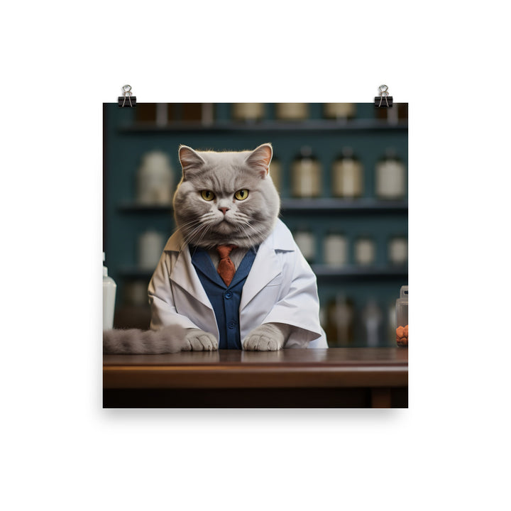 British Shorthair Pharmacist Photo paper poster - PosterfyAI.com