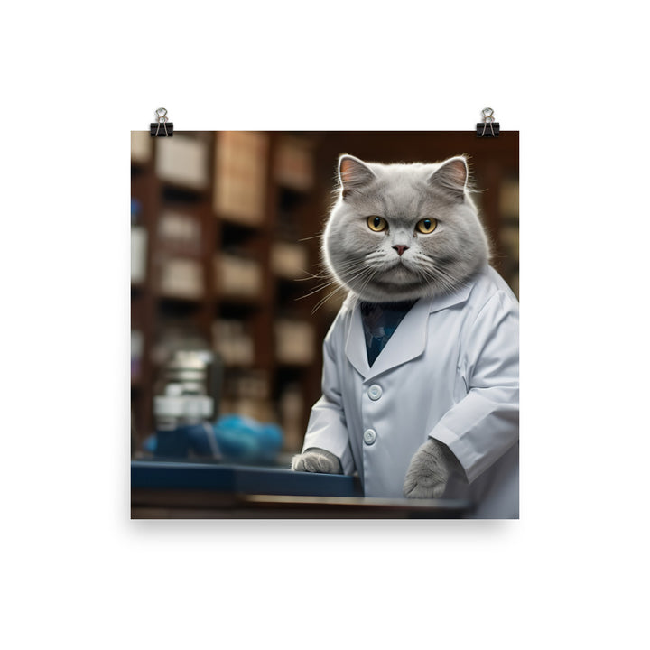 British Shorthair Pharmacist Photo paper poster - PosterfyAI.com