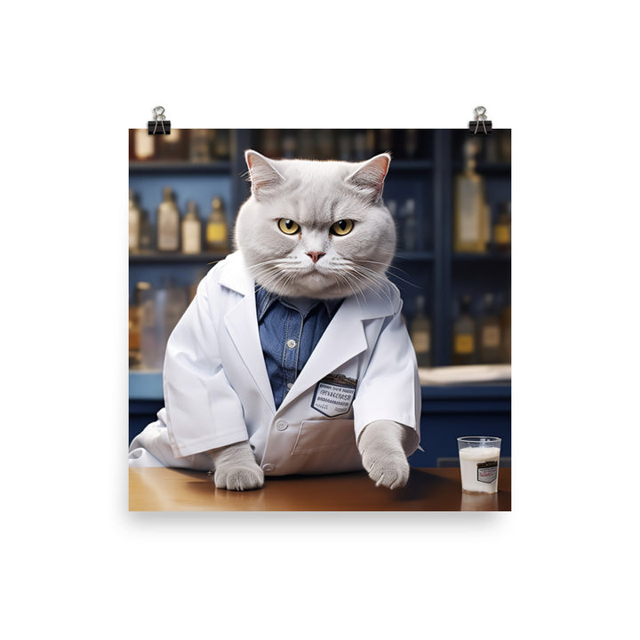 British Shorthair Pharmacist Photo paper poster - PosterfyAI.com